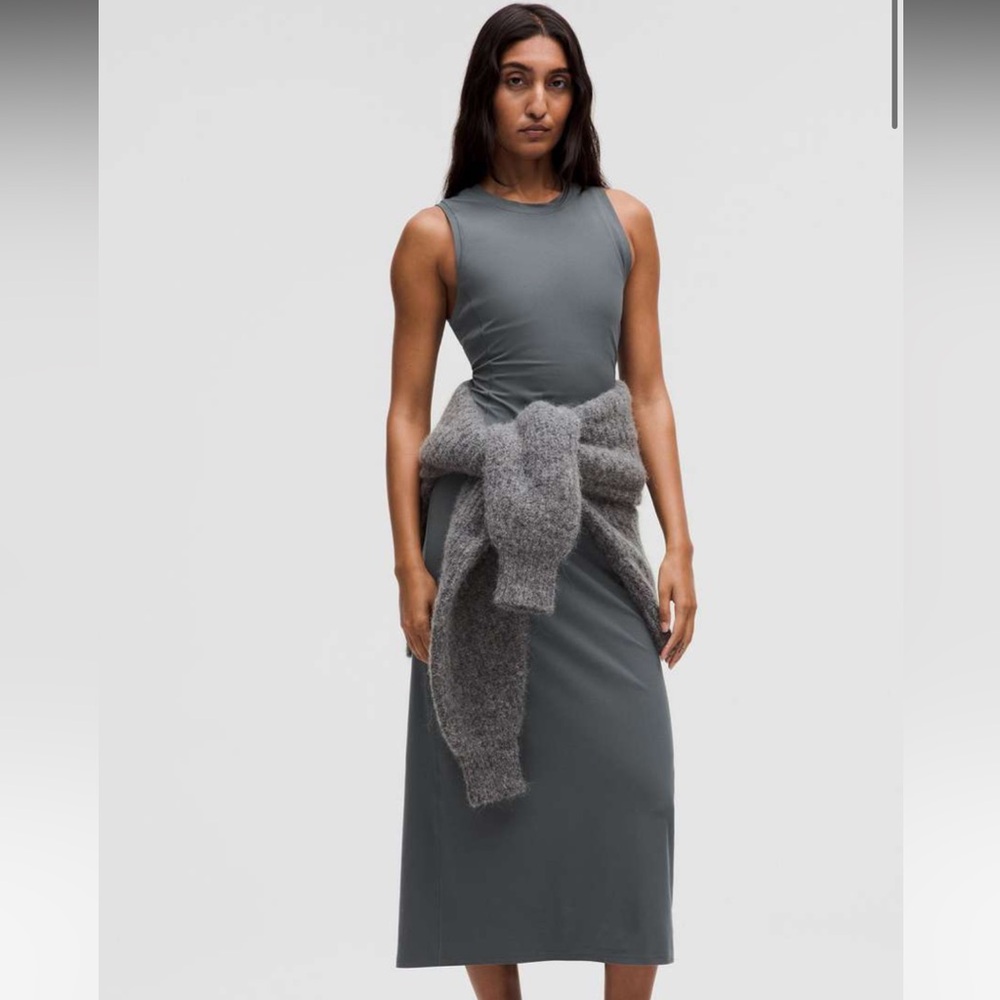 Lululemon All Aligned Ribbed Midi Dress Oil Grey- Size 8